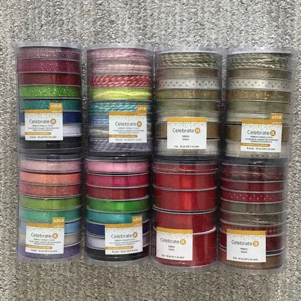 Ribbons and Twine 64 rolls. Assorted